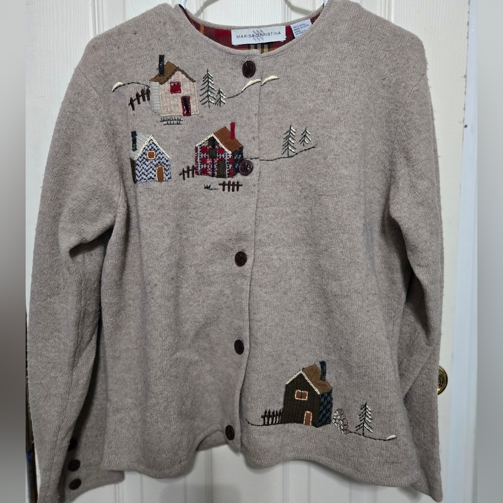Vintage 100% Wool Marisa Christina Cardigan House School Themed